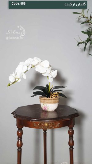 گلدان ارکیده سفید تک شاخه